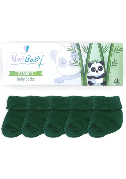 5'li Bambu Yenidoğan Bebek Çorap I Pine Green Yeşil Kız Erkek Bebek Çorabı fiyatları