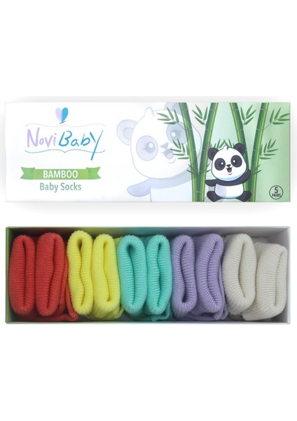 5'li Bambu Yenidoğan Bebek Çorap I Colour Mix I Kız Erkek Bebek Çorabı