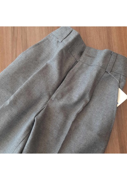 Gri Cepli Beli Lastikli Kumaş Pantolon