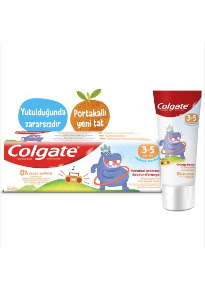 3-5 Yaş Portakal Aromalı Florürsüz Çocuk Diş Macunu 60 ml