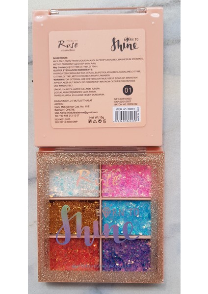 Roesıa Rose Cosmetics Rose Born To 6'lı Glitter - 6 Colors Glıtter Eyeshadow No: 1