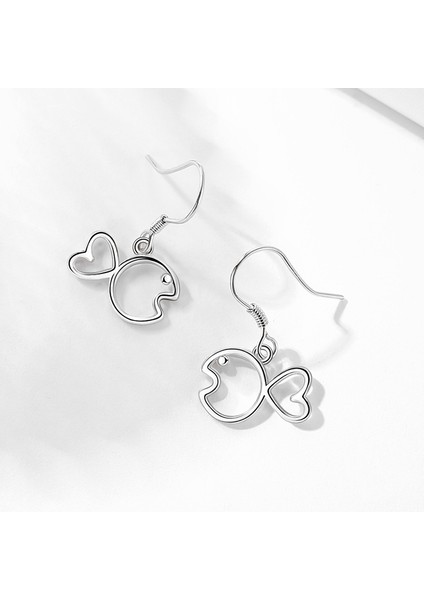 S925 Gümüş Küçük Balık Modelleme Küpe, Içi Boş Küpe (Yurt Dışından)