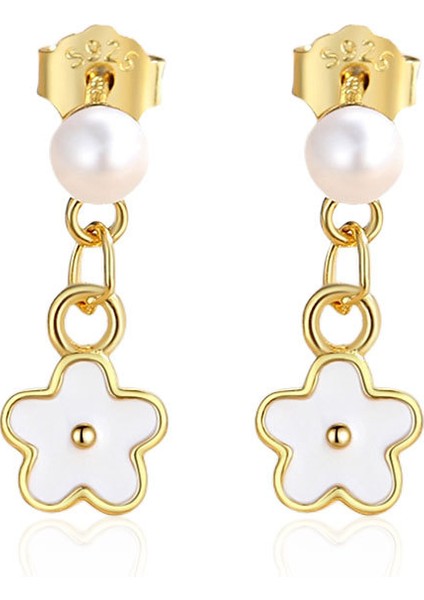 Küçük Çiçek Saplama Küpeler, Fransız Niş Tasarımlı Inci Küpeler (Yurt Dışından)