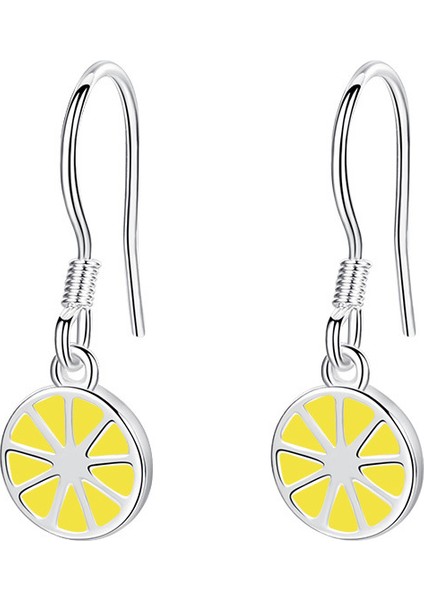 925 Ayar Gümüş Küpe, Limonlu Sevimli Küpe (Yurt Dışından)