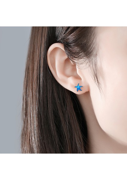 925 Ayar Gümüş Mavi Mini Denizyıldızı Küpe, Sade ve Sevimli (Yurt Dışından) fiyatları