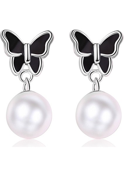 S925 Gümüş Kelebek Inci Küpe, Kısa Mizaçlı Tatlı Küpeler (Yurt Dışından) fiyatları