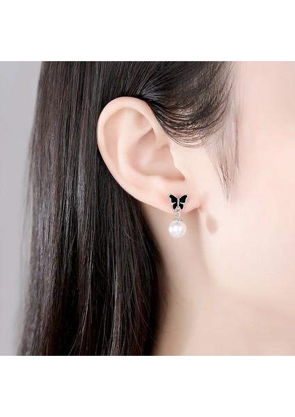 S925 Gümüş Kelebek Inci Küpe, Kısa Mizaçlı Tatlı Küpeler (Yurt Dışından) modelleri