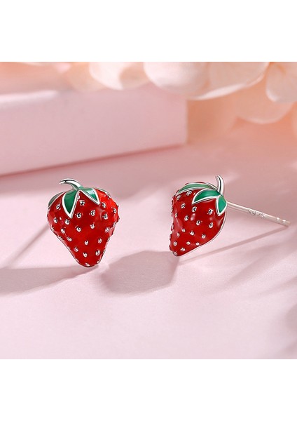 Mini Sevimli Çilek Meyveli Küpe (Yurt Dışından)