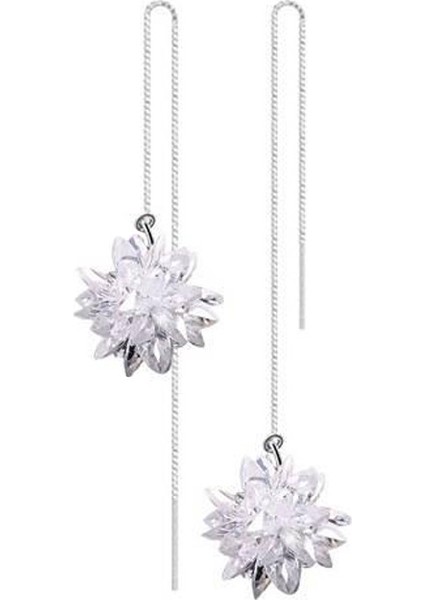 S925 Ayar Gümüş Uzun Kolye Ucu, Püsküllü Gümüş Küpe (Yurt Dışından)