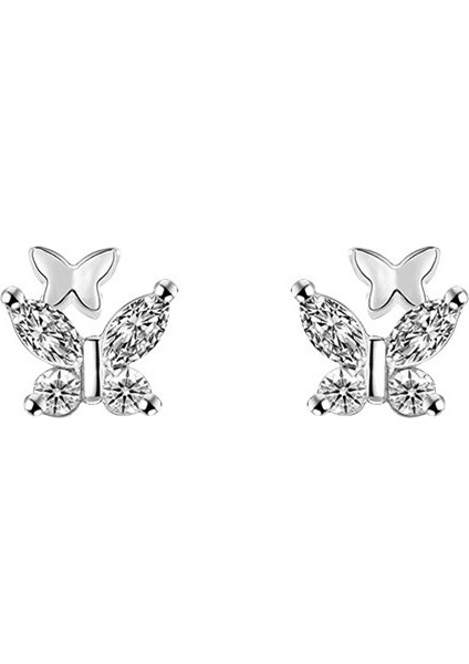 Tatlı Mizaç Küpeleri, 925 Ayar Gümüş Çift Kelebek Küpe (Yurt Dışından)