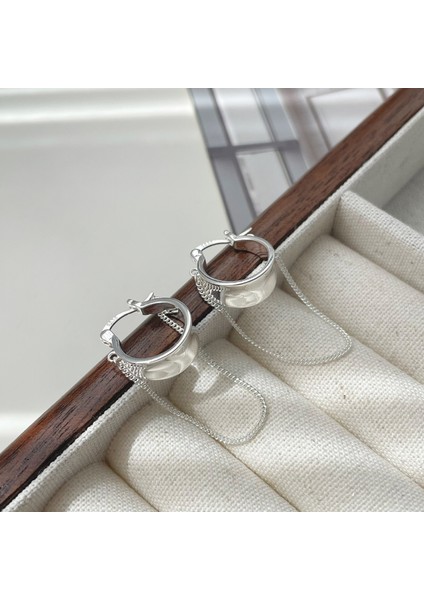 Bayan Küpe, 925 Ayar Gümüş Zincir Püsküllü Geniş Yüzlü Küpe (Yurt Dışından) fiyatları