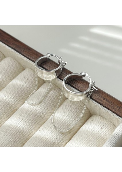 Bayan Küpe, 925 Ayar Gümüş Zincir Püsküllü Geniş Yüzlü Küpe (Yurt Dışından) modelleri