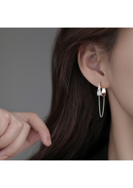 Bayan Küpe, 925 Ayar Gümüş Zincir Püsküllü Geniş Yüzlü Küpe (Yurt Dışından) indirimleri