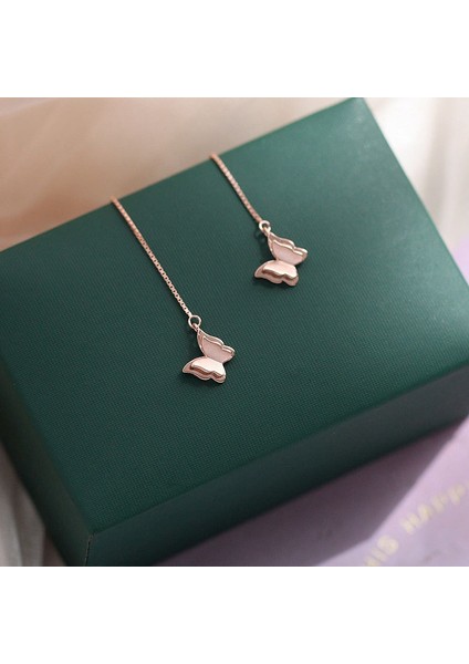 S925 Gümüş Küpe, Çift Katmanlı Üç Boyutlu Kelebek Gümüş Kulak Takısı (Yurt Dışından) fiyatları