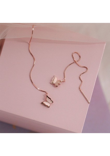 S925 Gümüş Küpe, Çift Katmanlı Üç Boyutlu Kelebek Gümüş Kulak Takısı (Yurt Dışından) modelleri