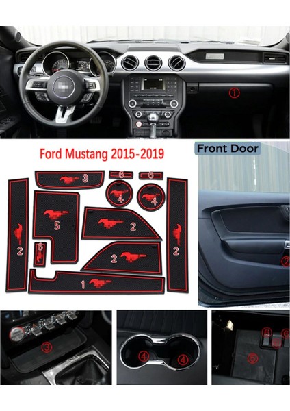 Mustang 6 2015-2019 Araç Içi Silikon Kaymaz Ped Kaplama Seti