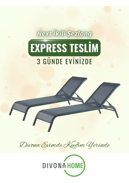 Divona Home Next Alüminyum Şezlong Ikili Set Express Teslimat