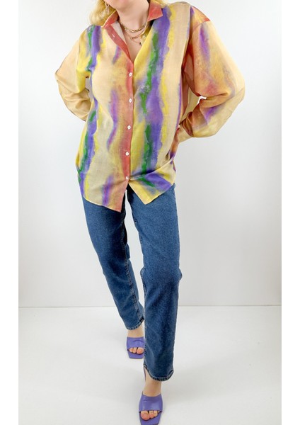 Batik Desenli Rami Gömlek