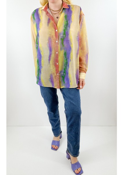 Batik Desenli Rami Gömlek