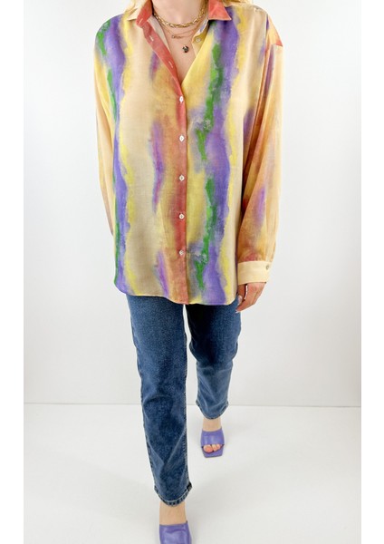 Batik Desenli Rami Gömlek
