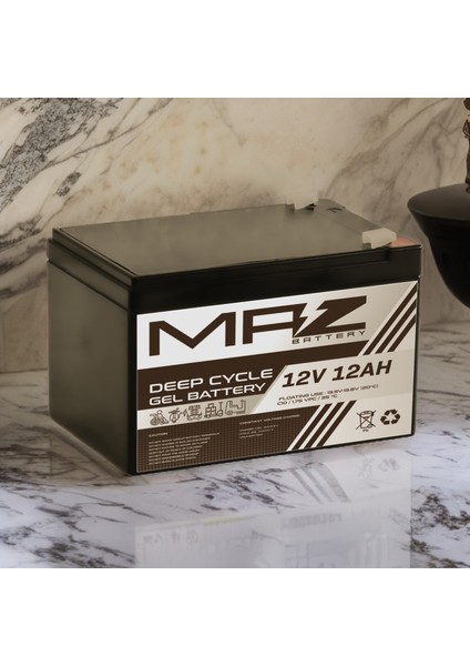 12 Volt 12 Amper (Ah) Deep Cycle Jel Akü (Yeni Üretim)