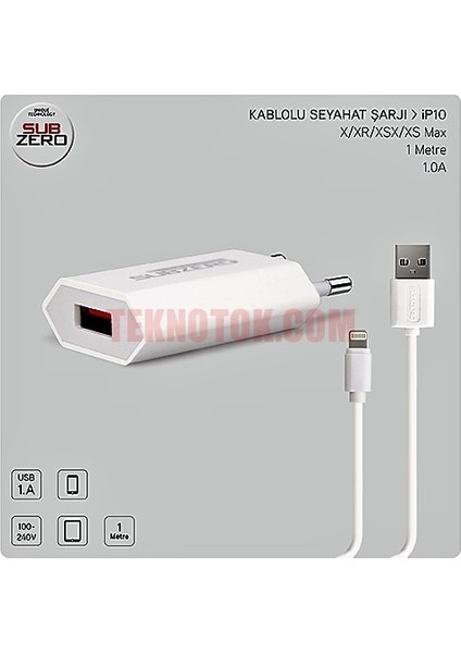 (Iphone) 1A x Şarj Aleti Subzero İP10