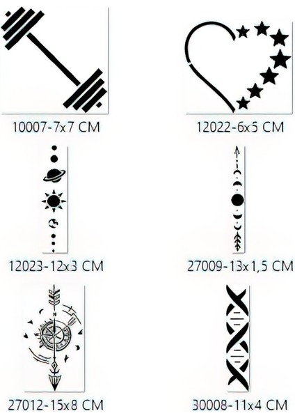 Şerit Pusula Geçici Dövme Şablonu Seti Sadece Desen