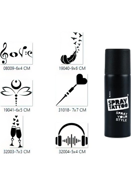 Holiday Tasarımlar Spray Tattoo Geçici Sprey Dövme Seti