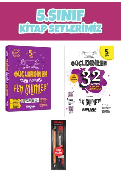 5.Sınıf Güçlendiren Fen Bilimleri Soru Bankası - 32 Haftalık Fen Bilimleri Kazanım Denemeleri