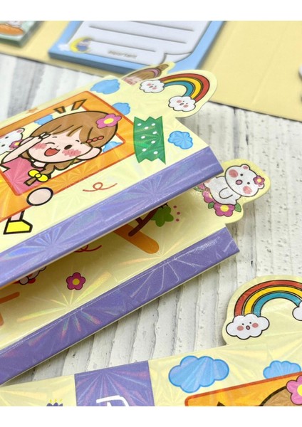 Sevimli Kız ve Ayıcık Tatilde Post-It / Sticky Note / Index
