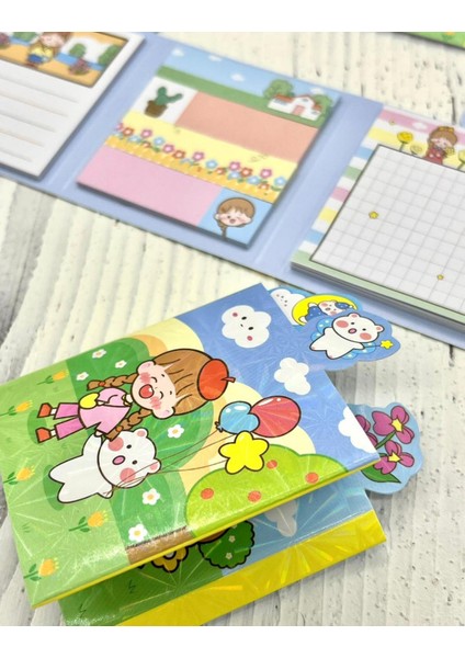 Sevimli Kız ve Ayıcık Piknikte Post-It / Sticky Note / Index