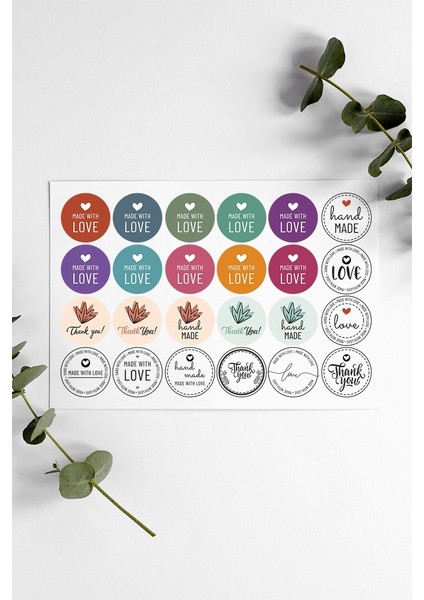 Renkli Kalpli Thank You Teşekkür Stickers Çıkartma PYTKSTK072