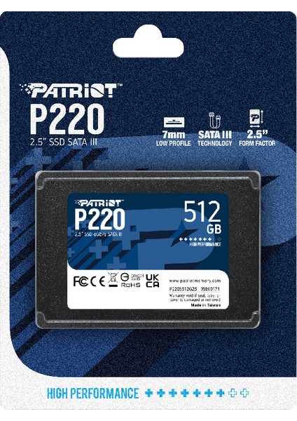 P220 512GB 550-500MB Sata3 SSD