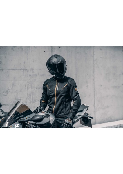 Motosiklet Montu Yazlık Full Korumalı File Kumaş Black Gold Mont