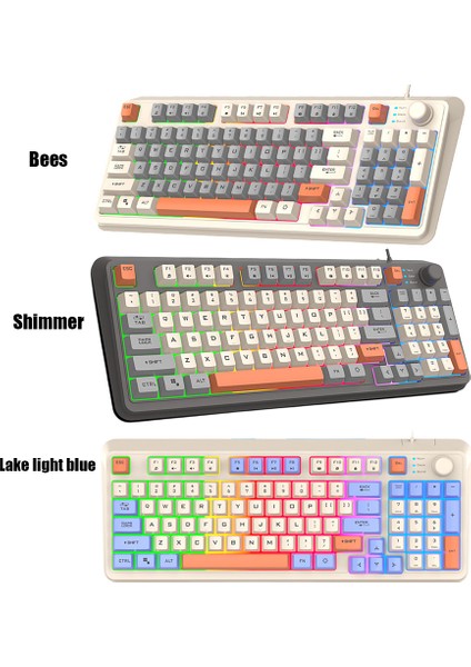 K82 Mekanik Klavye USB Bağlantı Noktası Oyun Klavyesi Rgb Hafif Kablolu Tuş Takımı 94 Tuşlar Dizüstü Dizüstü Masaüstü Için Çalışırken Değiştirilebilir Klavye (Yurt Dışından)