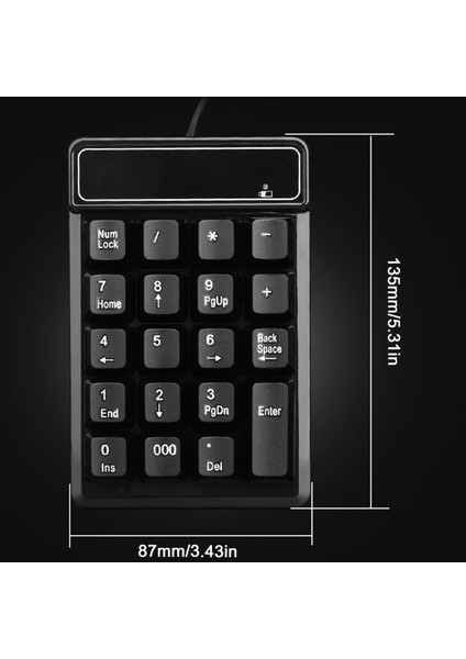 Mini USB Kablolu Sayısal Tuş Takımı 19 Tuşları Dijital Numara Pad Numpad Klavye Windows Xp/7/8 Dizüstü Pc Bilgisayar Aksesuarları (Yurt Dışından)