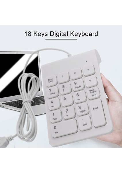 Mini USB Kablolu Sayısal Tuş Takımı Numpad 18 Tuşları Muhasebe Veznedar Dizüstü Windows Android Dizüstü Tablet Pc Için Dijital Klavye ( (Yurt Dışından)