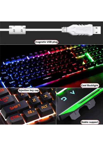 Gx2 Kablolu Combo 104 Tuşları Mekanik Klavye ve Fare Değiştirilebilir Su Geçirmez Rgb Arkadan Aydınlatmalı Klavye Fare Masaüstü Dizüstü Bilgisayar Için Set (Yurt Dışından)