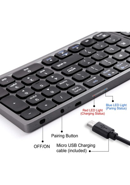 Sayısal Tuş Takımlı Mofii Katlanabilir Bluetooth Klavye Tam Boy Taşınabilir Kablosuz Klavye Şarj Edilebilir Cep Katlanır Klavye (Yurt Dışından)