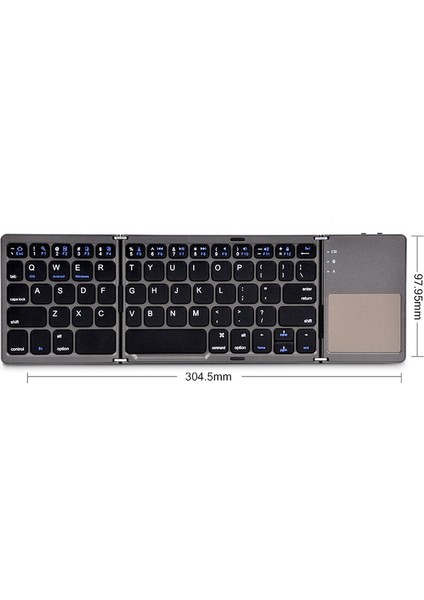 Windows, Android, Ios, Telefon, Çok Fonksiyonlu Düğme Mini Klavye Için Dokunmatik Yüzeyli Kablosuz Katlanır Klavye Bluetooth Klavye (Yurt Dışından)