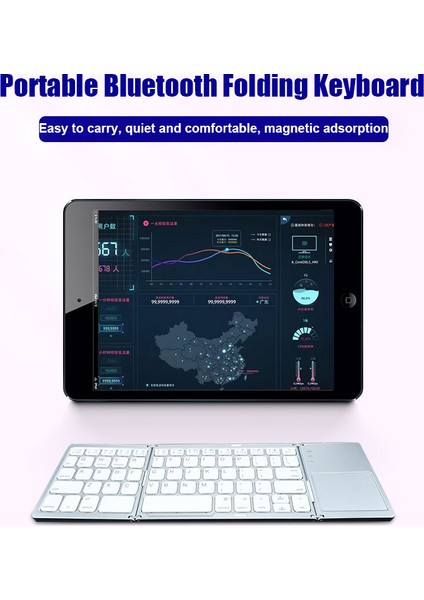 Windows, Android, Ios, Telefon, Çok Fonksiyonlu Düğme Mini Klavye Için Dokunmatik Yüzeyli Kablosuz Katlanır Klavye Bluetooth Klavye (Yurt Dışından)