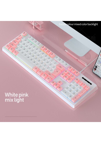 Pembe Mavi Oyun Klavyesi Mekanik Hissediyorum Kablolu USB Rgb Arkadan Aydınlatmalı Renk Eşleştirme Pc Ev Ofis Gamer Için 104 Tuşlu Klavyeler (Yurt Dışından)