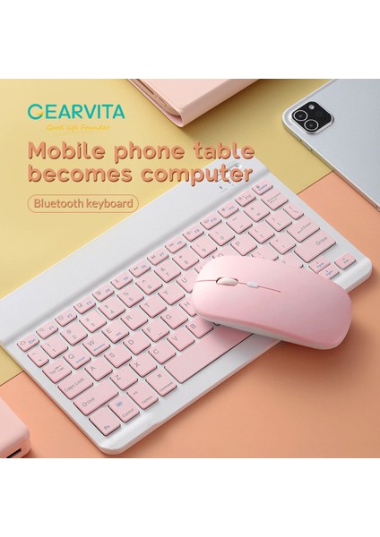 Bluetooth Kablosuz Klavye Fare Rus Fransız Portekizce Ispanyolca Korece Android Ios Windows Telefon Tablet iPad Air Pro Pad (Yurt Dışından)