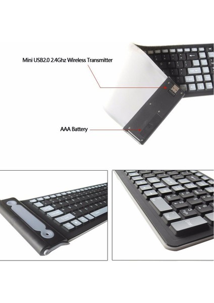Katlanabilir Silikon Kablosuz Klavye 2.4g USB Esnek Su Geçirmez Ince Klavye Pc Laptop Için Evrensel Sessiz Roll Up Tuş Takımı (Yurt Dışından) fırsatları