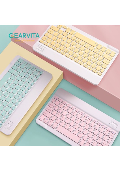 Bluetooth Kablosuz Klavye Fare Rus Fransız Portekizce Ispanyolca Korece Android Ios Windows Telefon Tablet iPad Air Pro Pad (Yurt Dışından)