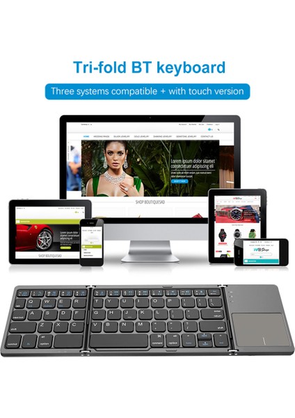 B033/B033 PLUS/B089T Taşınabilir Mini Kablosuz Katlanır Klavye Touchpad ile Ios Android Windows Tablet Telefon Için Bluetooth Tuş Takımı (Yurt Dışından)