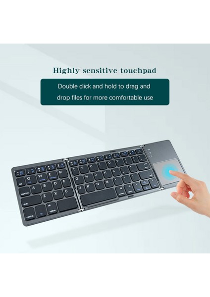 B033/B033 PLUS/B089T Taşınabilir Mini Kablosuz Katlanır Klavye Touchpad ile Ios Android Windows Tablet Telefon Için Bluetooth Tuş Takımı (Yurt Dışından)