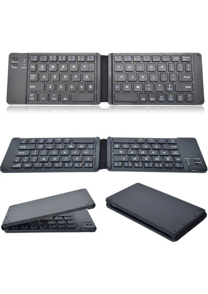 Kablosuz Mini Katlanır Bluetooth Uyumlu Klavye iPad Android Windows Ios Telefon Tablet Dokunmatik Yüzeyli Kablosuz Klavyeyeni (Yurt Dışından)