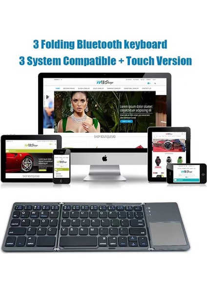 Kablosuz Mini Katlanır Bluetooth Uyumlu Klavye iPad Android Windows Ios Telefon Tablet Dokunmatik Yüzeyli Kablosuz Klavyeyeni (Yurt Dışından)