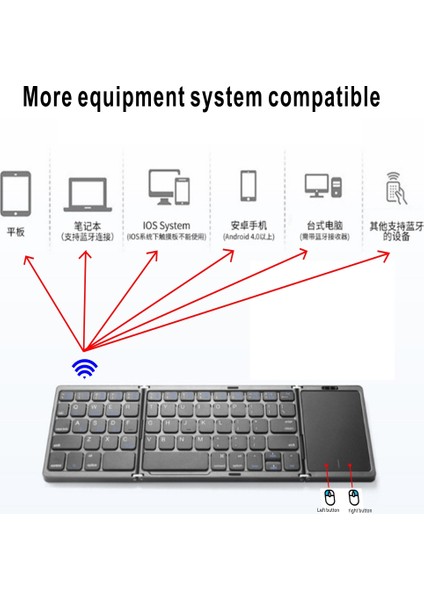 Küçük Taşınabilir Cep Telefonu Tablet Bilgisayar Oyunları ile Dokunmatik Yüzey Sisteminde Üç Kattan Fazla Kablosuz Bluetooth Klavye (Yurt Dışından)